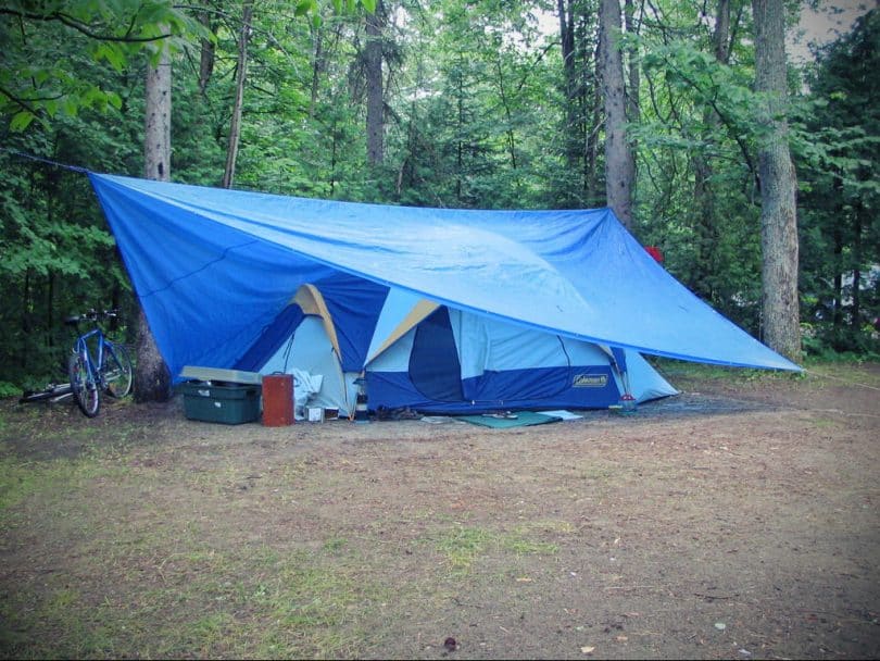a tarp to protect from heavy rainfall
