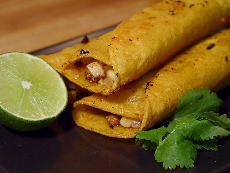 A close up photo of flautas