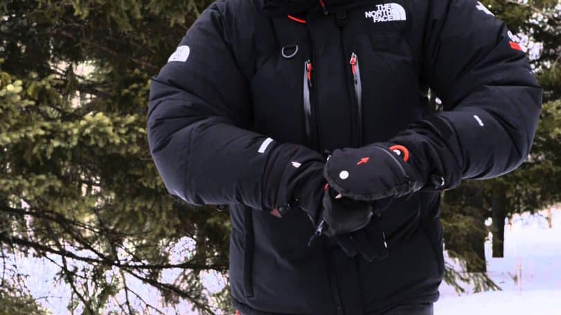 man wearing winter gloves