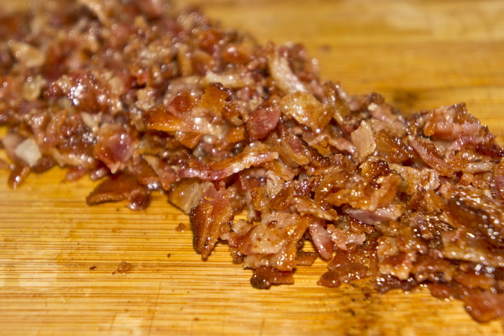 Chop up the bacon and add to the meat mix.