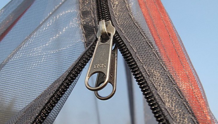 photo of a tent zipper