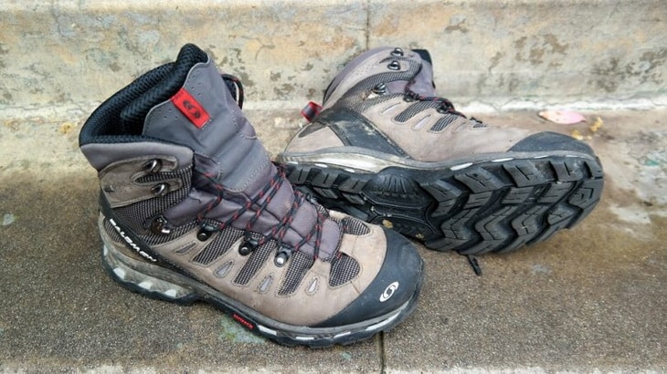 A pair of Split Grain Leather hiking boots