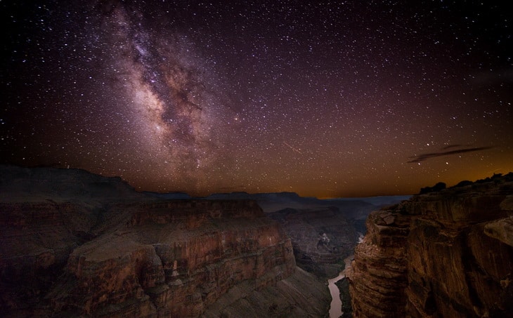 Night sky above Grand Canyon