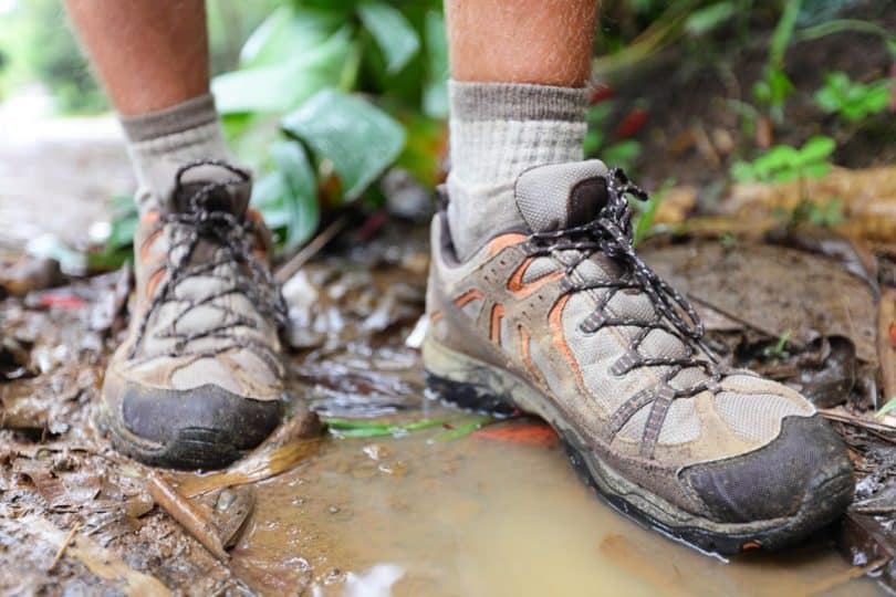 hiking-shoes-in water