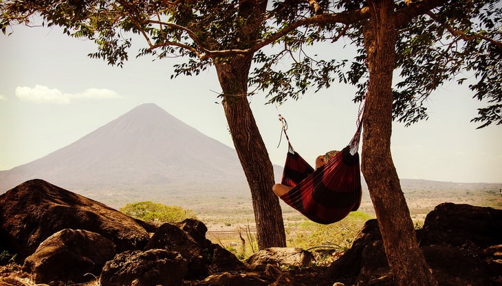 Person chilling in a hammock