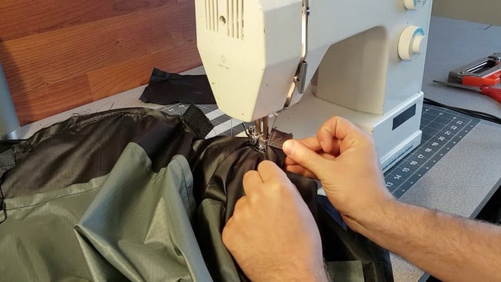 Sewing a backpack with a machine