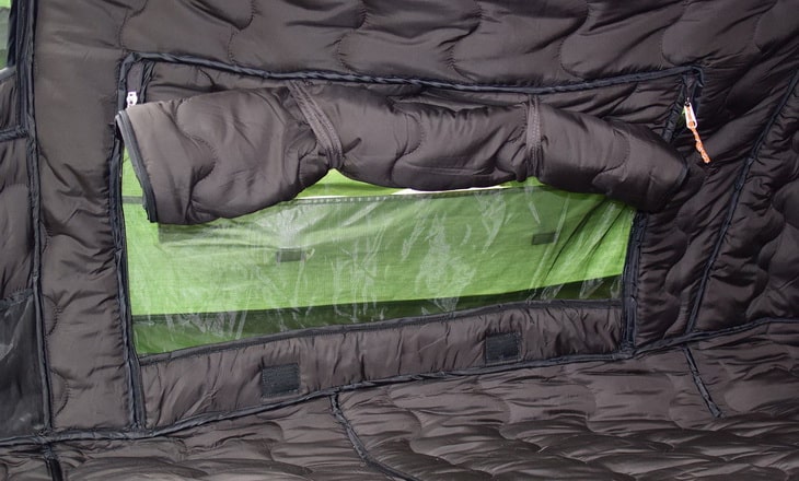 Inside of a thermal insulated tent