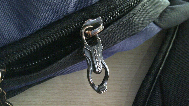 zipper of a backpack