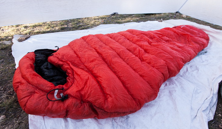 Outdoor Vitals Sleeping Bag on the ground