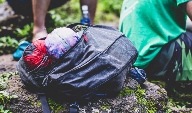 Grand Trunk Nano 7 Hammock in a backpack on the ground