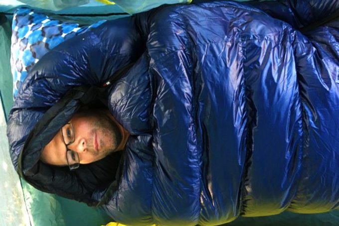 guy inside a sleeping bag
