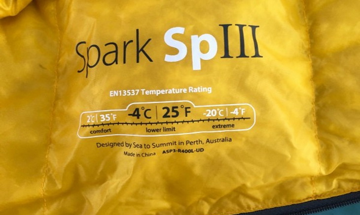 Close-up of Sea to Summit Spark SP III Sleeping Bag