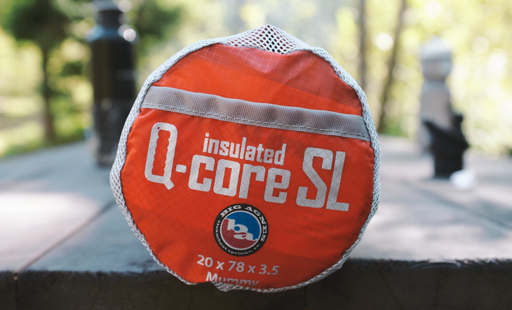 Big Agnes Q-Core sleeping pad on a table in the park