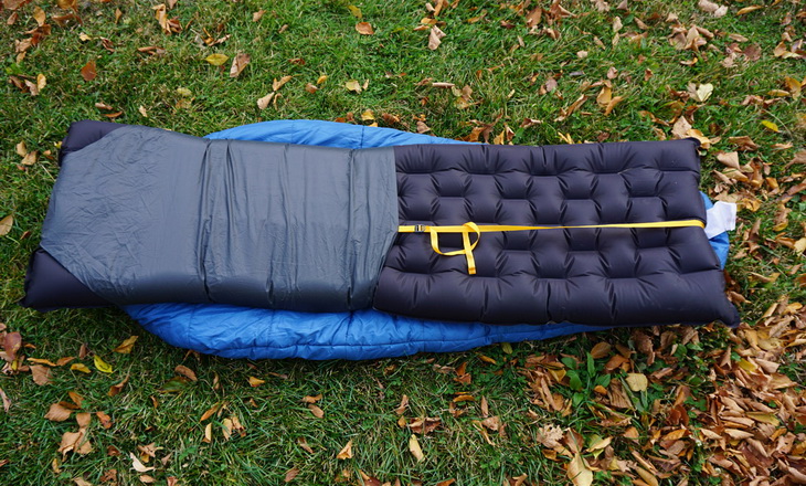 Big Agnes Sleeping Bag and Pad System on the grass outside