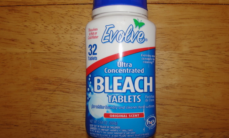 Bleach tablets on the table