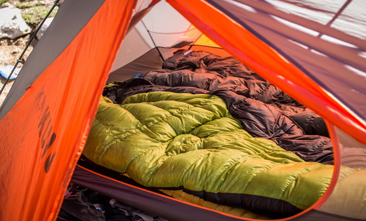 Down sleeping bags in KUIU's Mountain Star tent