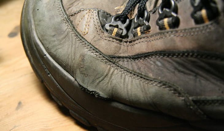 Damaged hiking boot
