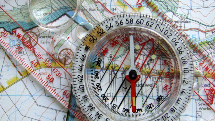 A compass with a map