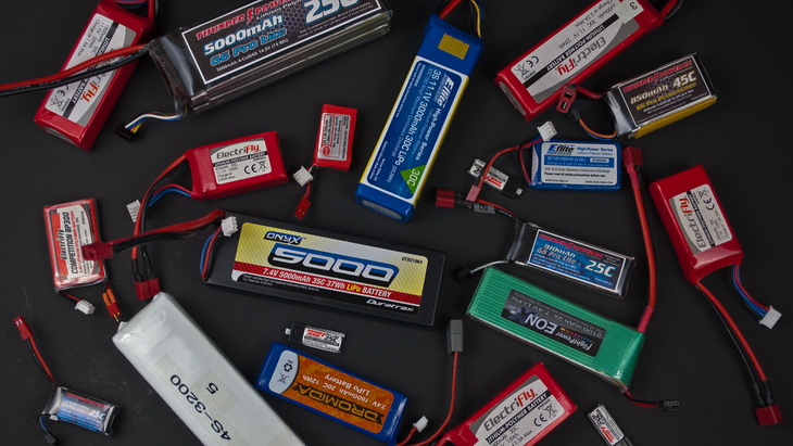 Lipo batteries on a black table