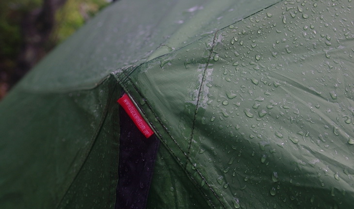 No leaks. While the sealant can easily be seen on the tent, I don't consider it a problem.