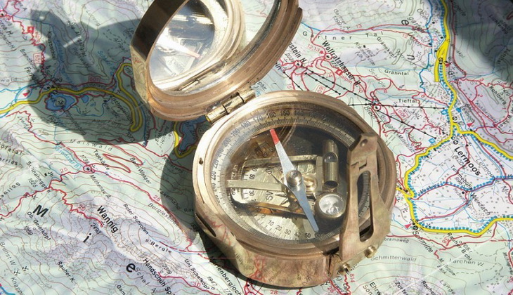Stanley compass on a map