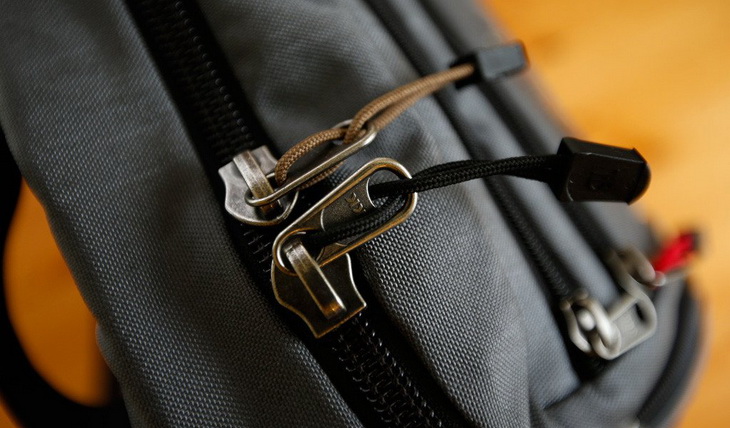 Close-up of a backpack zipper