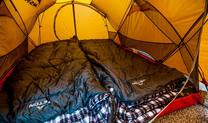 Teton Sports Fahrenheit Sleeping Bags in a tent