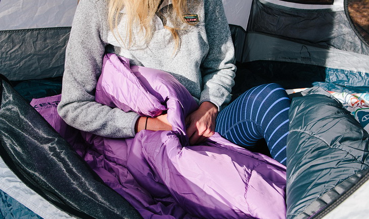 Woman in kelty sleeping bag