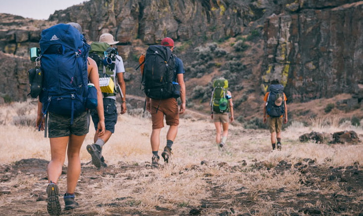 a group of backpackers on the trail