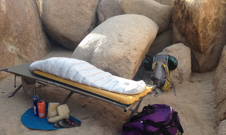 Sea to Summit Spark II Sleeping Bag on a bed outside