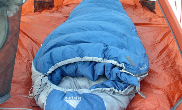 Kelty Cosmic 20 Degree Sleeping Bag in a tent