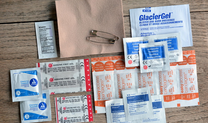 kit-travel-first-aid kit on a table