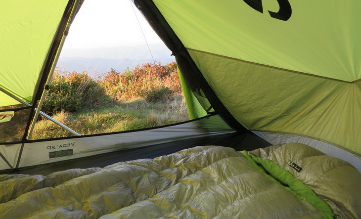 Nemo sleeping bag in a Nemo tent