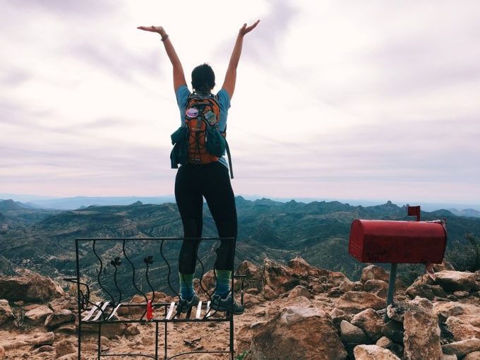 girl on summit on Picketpost Mountain