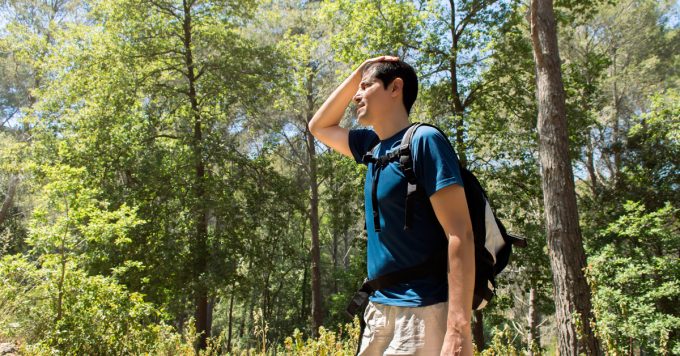 Sweaty exhausted hiker