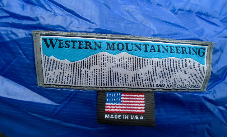 Western Mountaineering logo on Ultralite Mummy Sleeping Bag