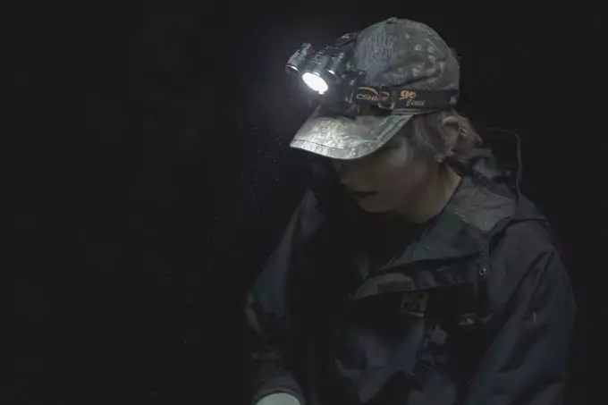 wearing headlamp in the rain