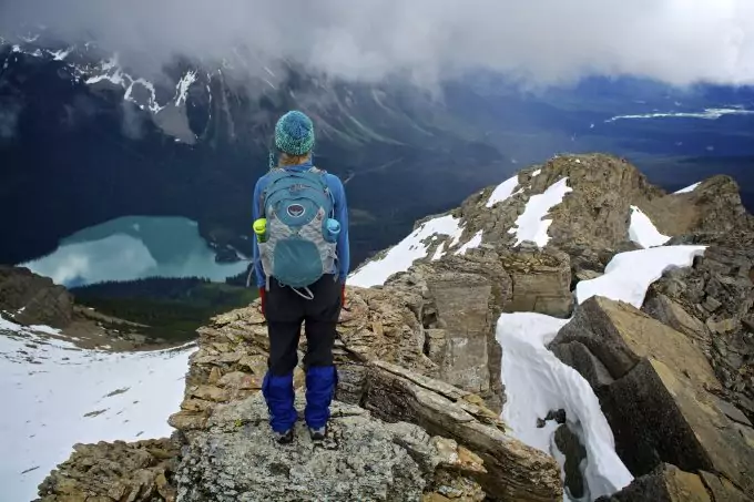 A hiker on a top of the hill