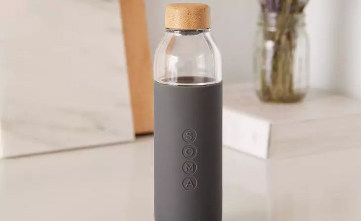 Soma Glass Water Bottle on a Table