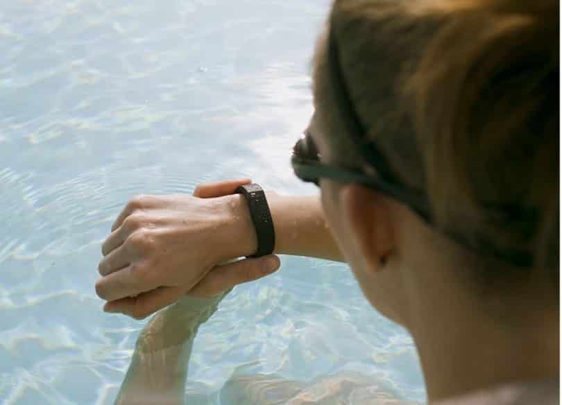 woman wearing activity tracker