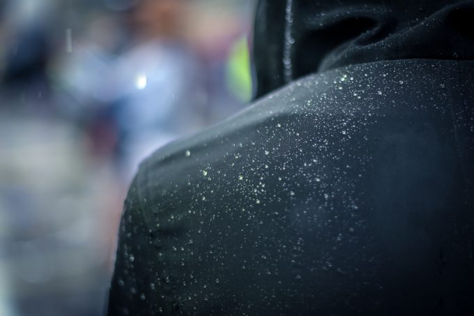 rain falling on jacket