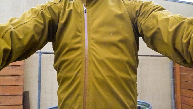 yellow softshell rain jacket