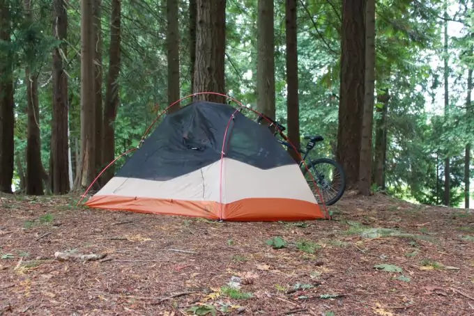 4 season camping tent in the woods