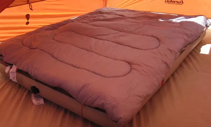 Coleman 2 Person Sleeping Bag in a tent