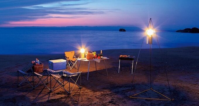 alcohol stove on the beach