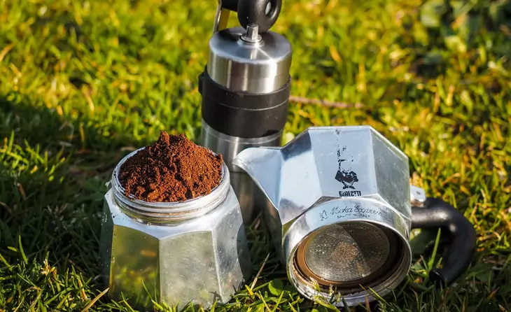 Coffee maker on the grass