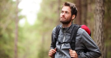 hiker wearing fleece jacket