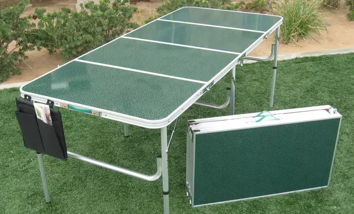 Image of green folding camp table