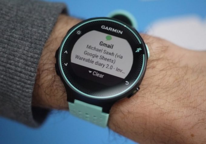 garmin watch showing notifications