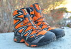 A pair of Salomon Wings Sky GTX boots for snowshoeing